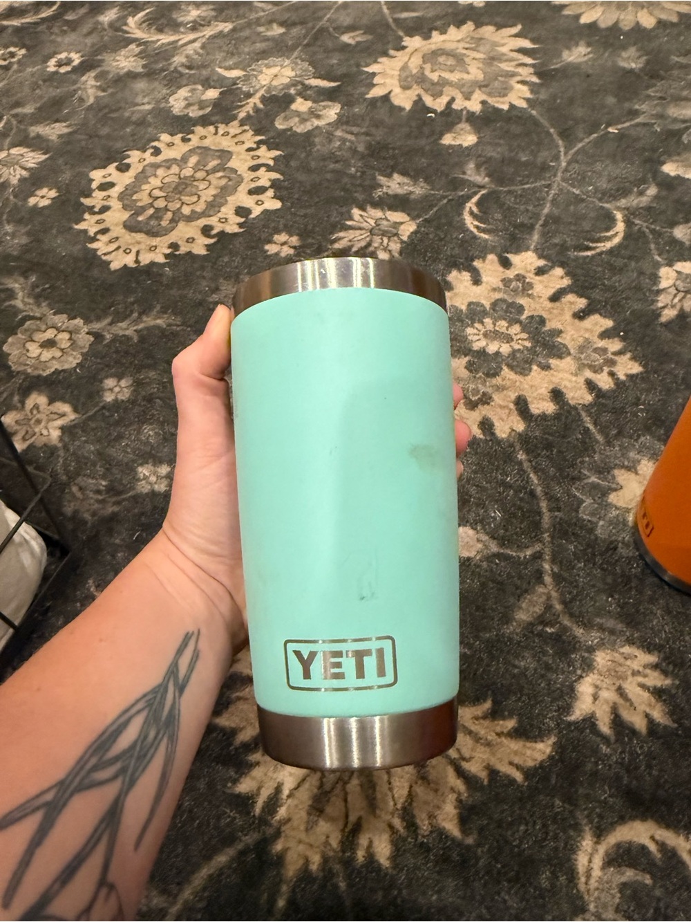 Yeti Seafoam Mint Tumbler with Stainless Accents